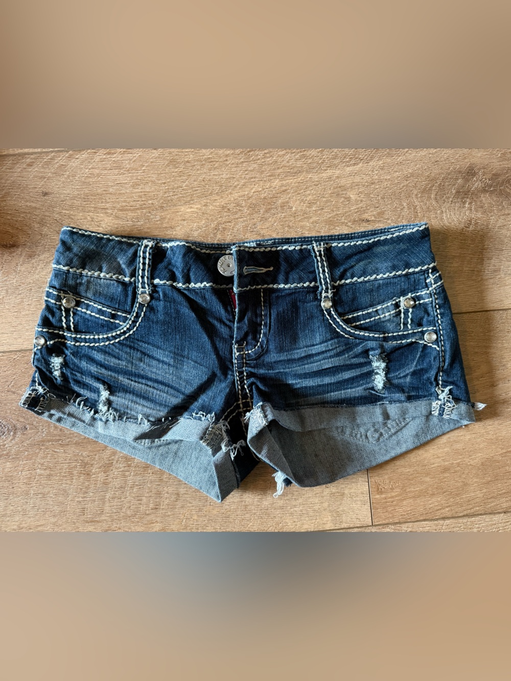 Almost Famous Dark Blue Distressed Denim Shorts